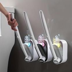 1set/48pcs Disposable Toilet Brush With Replacement Head, Bathroom Wall Mounted Cleaning Tools, Replacement Of Brush Heads, Toilet Accessories