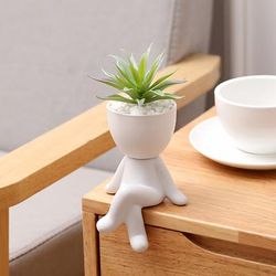 1pc Resin Nordic Flower Vase, Personality Creative Small Plant Pot, Creative Small Succulent Plant Planters For Home Office Decor