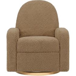 Babyletto Nami Electronic Swivel Glider Recliner w/ USB - Cortado Shearling w/ Light Wood Base