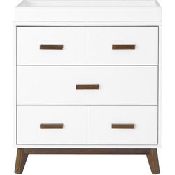 Babyletto Scoot 3-Drawer Changer Dresser w/Removable Changing Tray - White / Natural Walnut