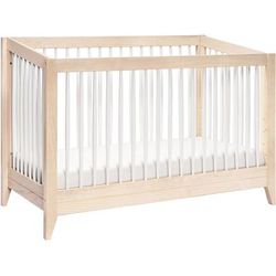 Babyletto Sprout 4-in-1 Convertible Crib w/Toddler Bed Conversion Kit - Washed Natural / White