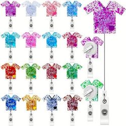 16-piece Glitter Retractable Badge Reel Set - Perfect For Nurses, Teachers, And Students!