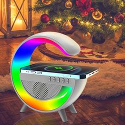 Mini Desktop Wireless Speaker; Wireless Desktop Mobile Phone Wireless Charging 10w Fast Charging Colorful Ambient Light Ambient Speaker