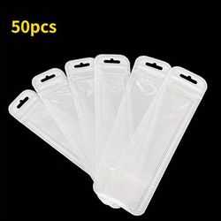 50pcs Self Sealing Bag, Acne Needle Storage Plastic Bag, Eyelash Pencil Packaging Bag, Beauty Needle Self Sealing Bag, Small Strip Shaped Plastic Bag