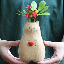 1pc Creative Love Cat Vase, Handmade Lovers Flower Pot, Spring Summer Modern Home Decoration