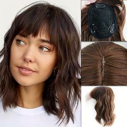 Synthetic Hair Topper With Bangs Clip In Hair Extensions For Women Daily Party Synthetic Heat Resistant Fiber Hair Accessories