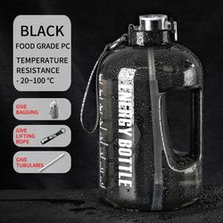 TEMU 1l/1.6l/2.5l/3.8l Round Reusable Plastic Water Bottle, Break Resistant, Hand Wash Only, Graphic Pattern, Multipurpose, With Straw, For Fitness Sports, Beauty Student, Adult, Halloween
