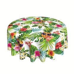 TEMU 1pc, Polyester Tablecloth, Hawaiian Pineapple Tropical Table Cover, Palm Leaves Table Cloth, Green Tablecloth, For Home Kitchen Dining Party Decoration