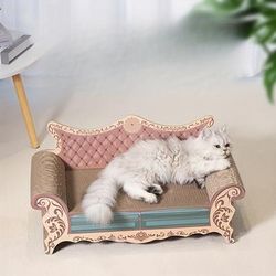 TEMU Cat Scratching Board Cat Nest Sofa, Cat Bed L-shaped Standing Wear-resistant Special-shaped Round Large Cat Utensils, Princess Chair Cat Scratching Board