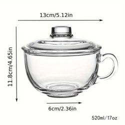 TEMU 1set Glass Cup 17oz Clear Coffee Mug With Lid For Breakfast Tea, Milk, Beverage, Oats, Yoghurt
