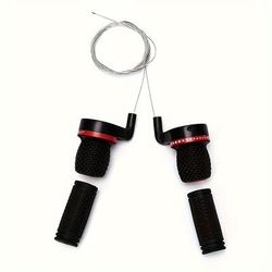 TEMU 2-pack Bicycle Twist Grip Gear Shifters, Speed Control Handlebar Grips With Cables For Mountain And Road Bikes, Universal Replacement Parts