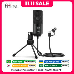 FIFINE USB Condenser Microphone with Gain Knob,Metal Recording Mic for Home Studio,Podcasting,Voice-over,Laptop,Windows -K669