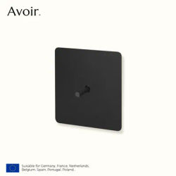 Avoir Wall Toggle Switch 2Way Black Matte Dimmer Stainless Steel Panel Power Socket EU FR Type C Charger Port Plug Outlet 86Type