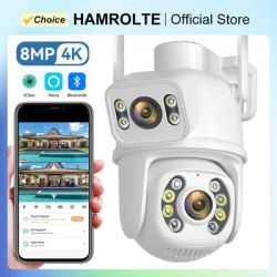 8MP 4K WIFI IP Camera PTZ Dual Lens with Dual Screen Ai Human Detect Night Vision Outdoor Wifi Surveillance Camera ICsee