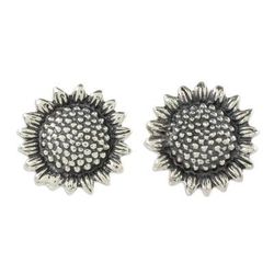 Flourishing Sunflowers,'Realistic Sunflower Earrings in Sterling Silver'