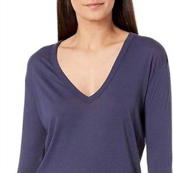 Enza Costa Loose Long Sleeve V - Atlantic - Blue