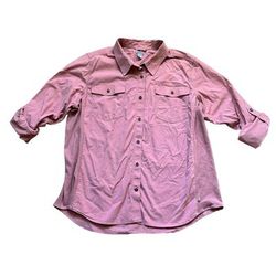 Carhartt Tops | Carhartt Button Down Shirt Xxl Long Sleeve Roll Tab Ribbed Side Panel Women's | Color: Pink | Size: Xxl