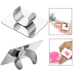 1PC Makeup Cream Foundation Mixing Palette salone in acciaio inossidabile Manicure Finger Ring