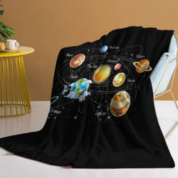 Coperta del sistema solare coperta di flanella morbida stampata nello spazio esterno coperta calda e