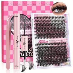 280pcs Lash Diy Extension Kit And Lash Clusters 9-16mm With Tweezers Makeup Eyelashes Extensions