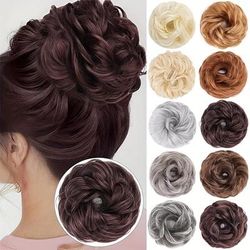Messy Bun Hair Pieces, Messy Hair Bun Hair Scrunchies Extension, Curly Wavy Messy Synthetic Chignon For Women Girls, Thick Hairpieces Hair Chignon For Daily Wear Hair Accessories