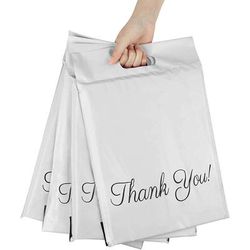 "TEMU 50pcs Poly Mailers 9.8"x13.8" With "thank You" , Portable & Waterproof Shipping Envelopes For Use - Pink/white, Best For Christmas"