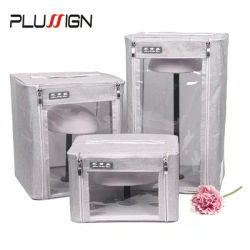Wig Package Box For Toupee Closure Frontal M Size Hair Bag Wigs Storage Box With Display Stand And Half Head Top Hair Boxes