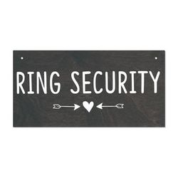 1pc, Rustic Ring Security Wooden Sign, Wedding Quotes Hand Painted Wood Hanging Plaque For Home Wall Art Decorations Valentine's Day Gift To Bride Groom, 3.9 X 7.8 Inches