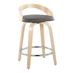 Grotto 24" Fixed-Height Counter Stool - Set Of 2 by Lumisource in Natural Grey Chrome