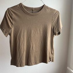 Lululemon Athletica Tops | Brown, Lululemon Cropped Shirt, Size 4 | Color: Brown | Size: 4