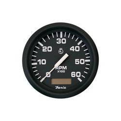 Faria Beede Instruments Euro Black 4" Tachometer w/Hourmeter - 6000 RPM Gas - Inboard 32832