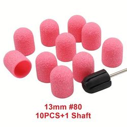 TEMU 10pcs Professional Nail Drill Sanding Bands Set With Shaft - Acrylic Gel Removal, Manicure & Pedicure Polishing