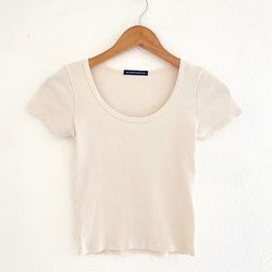 Brandy Melville Tops | Brandy Melville Cream Ribbed Top | Color: Cream | Size: One Size