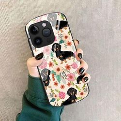 Brighten Up Your Iphone With A Flower Dog Pop Pattern Oval Shatterproof Tempered Glass Phone Case!