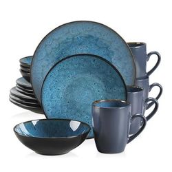 TEMU 16 Piece Dinner Set Kiln Change Glaze Stoneware Dinner Service Plates Bowl Service For 4