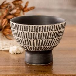 Harmonious Symphony in Black,'Ivory and Black Textured Ceramic Vase Handmade in Guatemala'