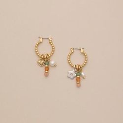 Lucky Brand Beaded Charm Hoops - Women's Ladies Accessories Jewelry Earrings in Gold