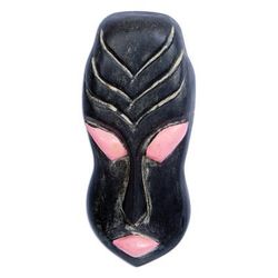 Ranavalona I,'Handcrafted Black and Pink African Mask of Queen Ranavalona'