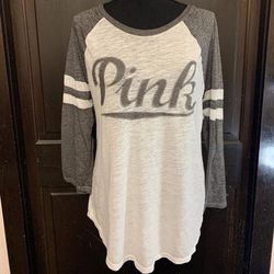 Pink Victoria's Secret Tops | Pink Shirt | Color: Gray/White | Size: M