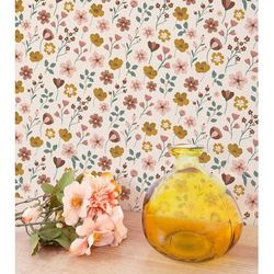 Carta da parati intessuta stampa bouquet di fiori (50 cm x 10 m)