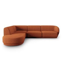 Divano angolare sinistro 5 posti in ciniglia miscela di terracotta