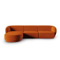 Divano angolare modulare sinistro 4 posti in velluto terracotta