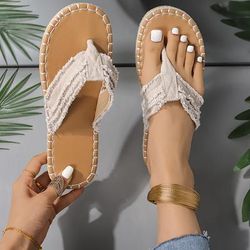 Women's Casual Flip-flops, Trim Comfort Flat Slides, Summer Beach Sandals, Indoor And Outdoor Wear