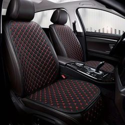 TEMU 1pc Comfortable Leather Car Seat Cushion With Star Embroidery, Anti-slip Design, And Built-in Backrest Support For Front Single Seat - Universal Vehicles