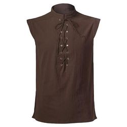 Medievale Rinascimento 17° secolo Camicia Tunica Cavaliere Vichingo Cavaliere Celtico Ranger Elfico Coulisse Tinta unica Costume Per uomo Costumi da pirata Halloween Carnevale Casuale Abbigliamento