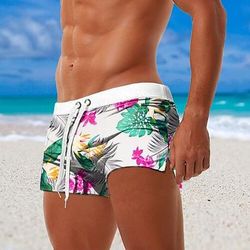 Per uomo Foglia Piante Fiore / Floreale Costumi da bagno Pantaloncini da mare Pantaloncini da Surf Misura del girovita medio Moda Designer Surf Ferie Spiaggia Coulisse Tasca Elastico in vita