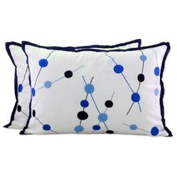 Bubble Delight,'100% Cotton Embroidered Cushion Cover Pair from India'
