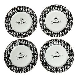 Disney Dining | 4 The Nightmare Before Christmas Jack Skellington Halloween 8" Side Plates Euc | Color: Black/White | Size: Os