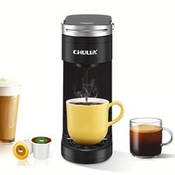 Mini Coffee Maker Single Serve, 1 Cup Coffee Machine For K Cup & Ground Coffee, 12 Ounce Capsule Coffee Maker Fit For 7" Travel Mug, Black