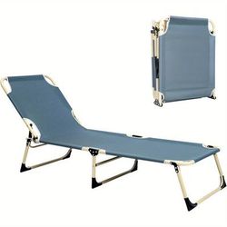 TEMU Folding Camp Bed With Pillow Heavy Duty Camp Bed With Non-slip Foot Pads 4-position Adjustable Backrest For Outdoor Sleeping Hiking Travel Only Outdoor